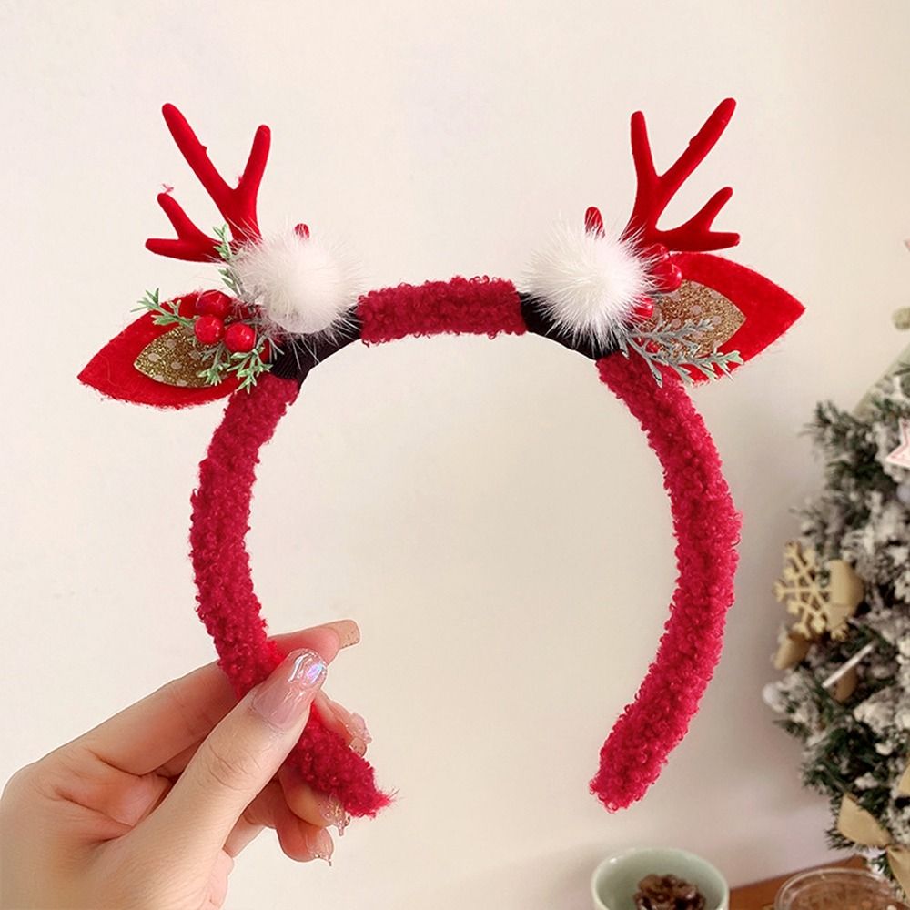 Reindeer Antlers Headband - Süße Weihnachtsdekoration Weihnachts-Stirnband Elf Rentier Geweih