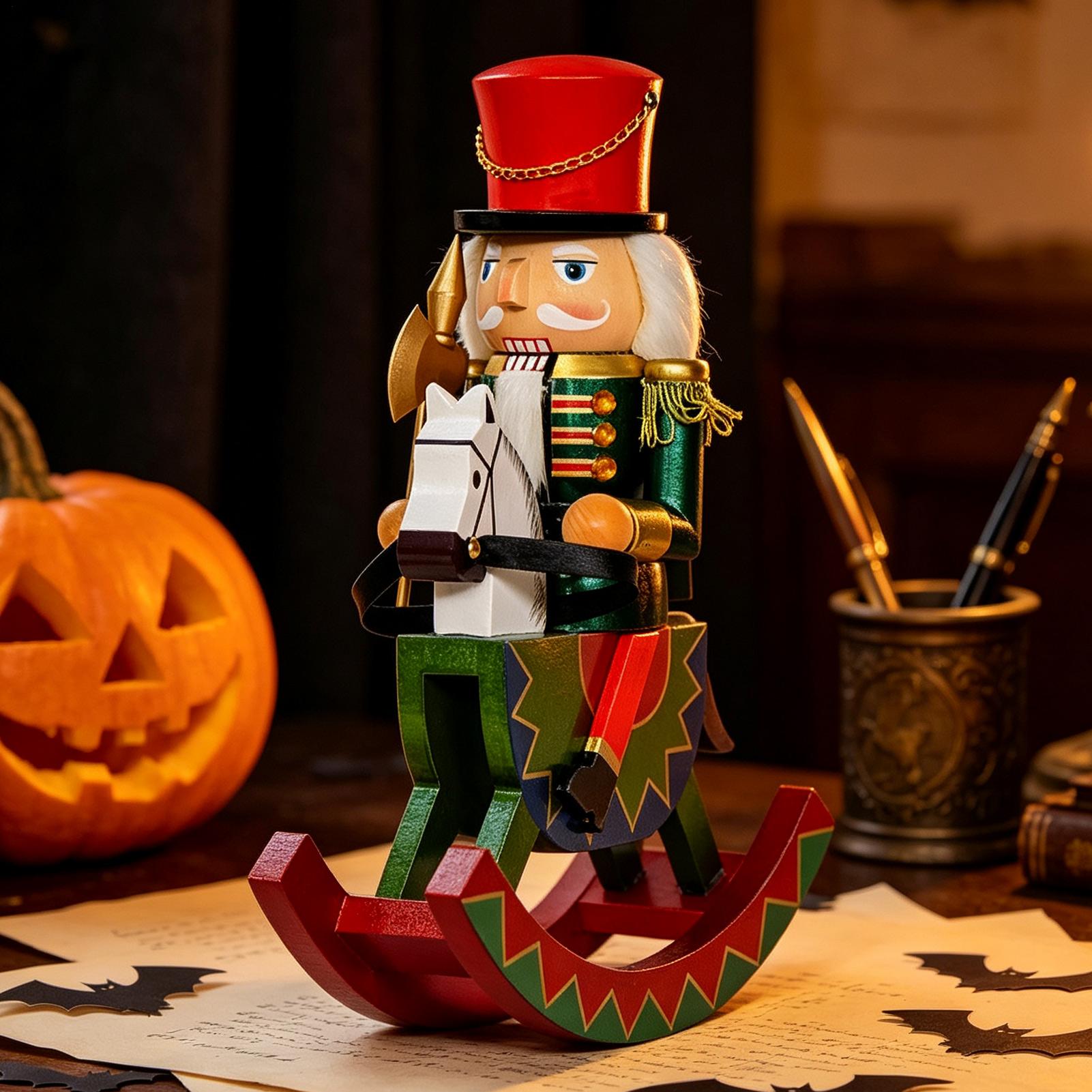 Nutcracker Figurine - Weihnachts-Nussknacker-Ornamente Vintage Festdekoration Skulptur Holz-Nussknacker auf