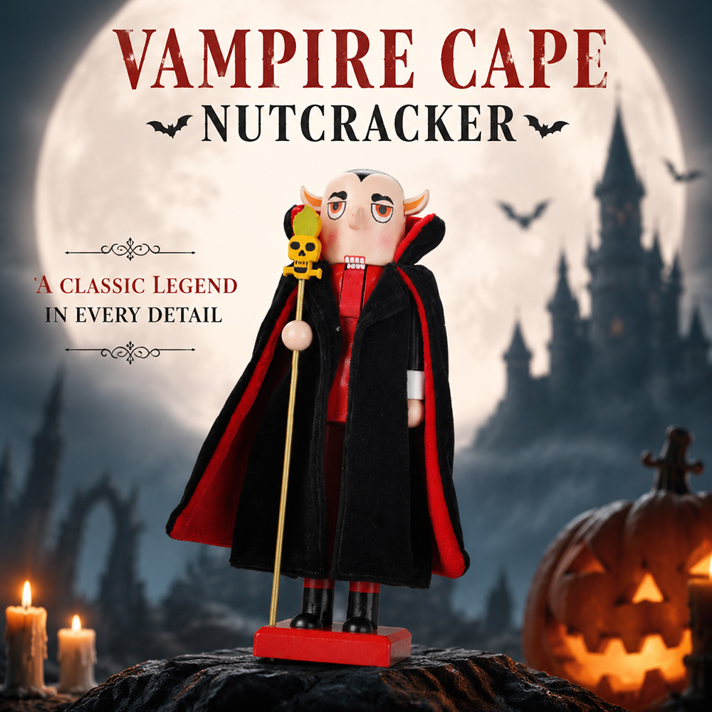 Nutcracker Figurine - Halloween Nussknacker-Figur aus Massivholz, Skelett, Hexe,