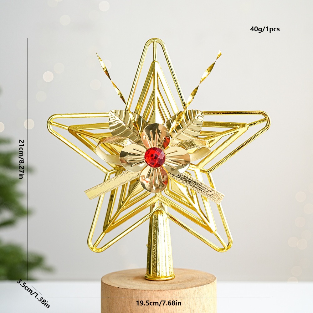 Star Tree Topper - Kunststoff-Sternspitze, galvanisierte glänzende Oberfläche, Weihnachtsstern mit