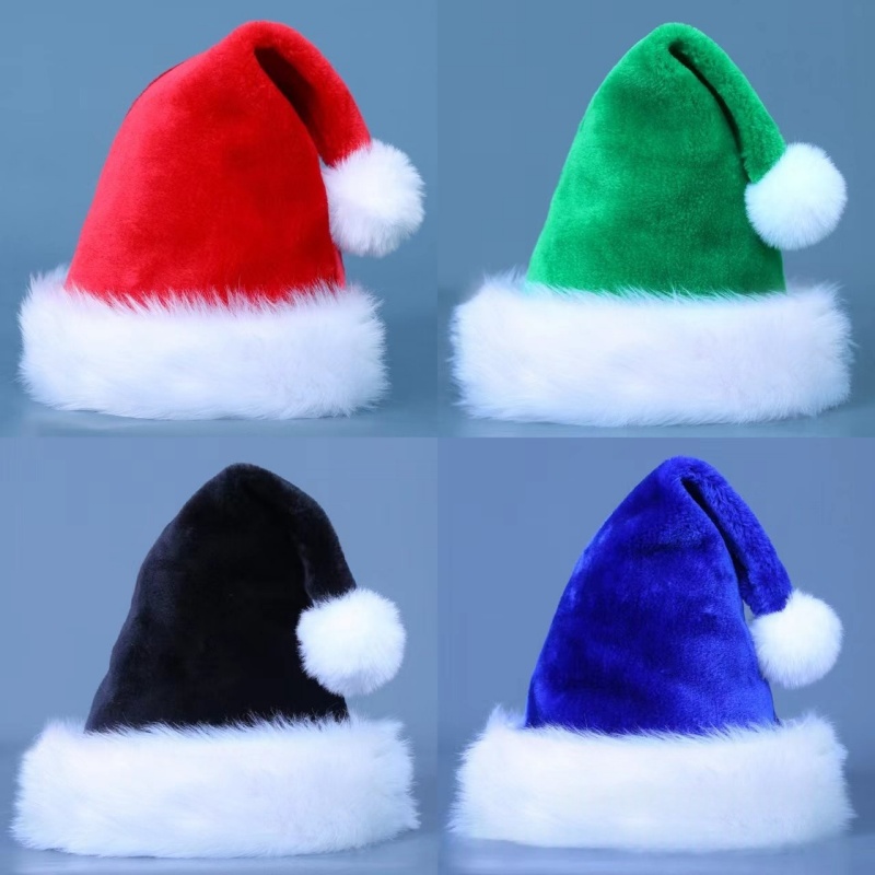 Santa Hat Plush - 1 Stück Plüsch-Weihnachtsmütze aus Samt, Verdickte
