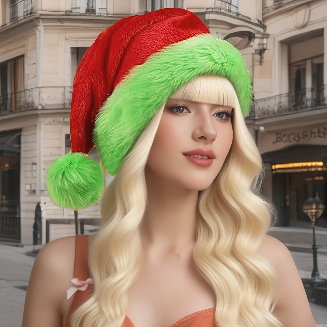 Fluoreszierend grün umrandete  – Santa Hat Plush Bewertung und Preis