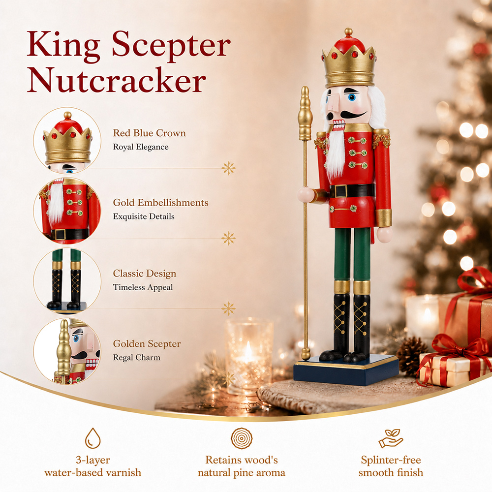 50CM Holz-Nussknacker-Scepter- – Nutcracker Figurine Bewertung und Preis